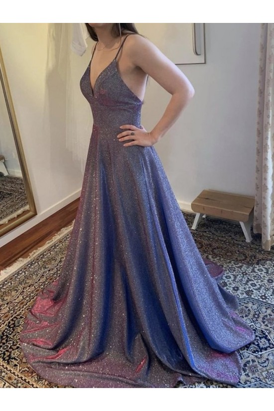 A-Line Sparkle V Neck Dress Formal Evening Gowns 901370 A-Line Sparkle V Neck Dress Formal Evening Gowns 901370