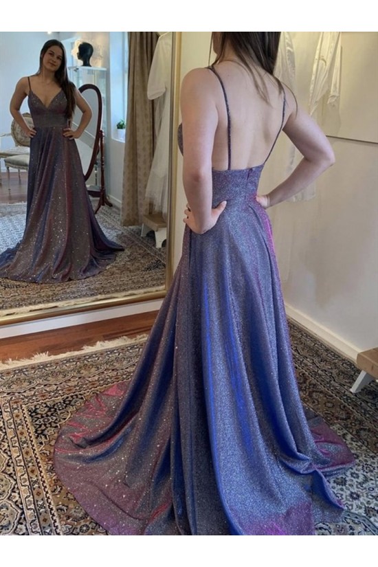 A-Line Sparkle V Neck Dress Formal Evening Gowns 901370 A-Line Sparkle V Neck Dress Formal Evening Gowns 901370