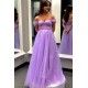 A-Line Off the Shoulder Tulle Prom Dresses Formal Evening Gowns 901382 A-Line Off the Shoulder Tulle Prom Dresses Formal Evening Gowns 901382