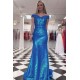 Mermaid Off the Shoulder Sparkle Long Prom Dress Formal Evening Gowns 901385