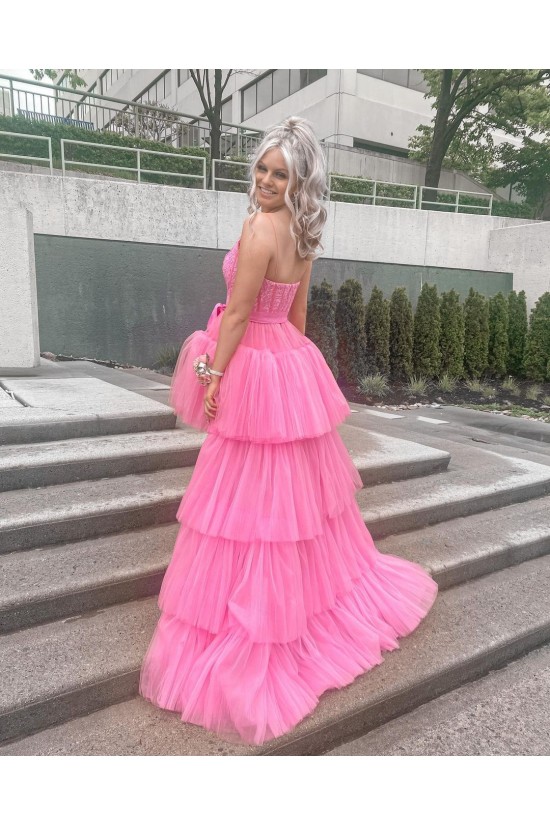High Low Tulle and Lace Prom Dress Formal Evening Gowns 901394