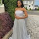 A-Line Strapless Long Sparkle Prom Dress Formal Evening Gowns 901399