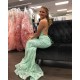 Elegant Mermaid Spaghetti Straps Lace Prom Dress Formal Evening Gowns 901405