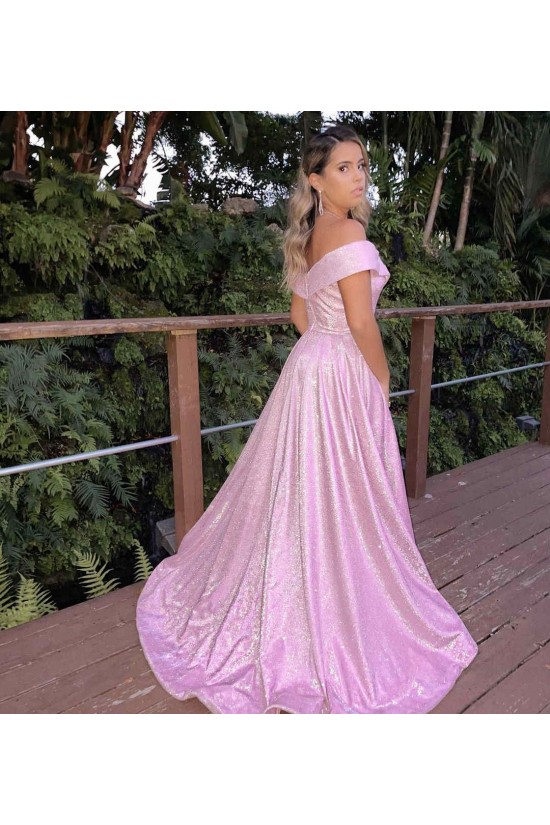 A-Line Off the Shoulder Sparkle Prom Dress Formal Evening Gowns 901408 A-Line Off the Shoulder Sparkle Prom Dress Formal Evening Gowns 901408