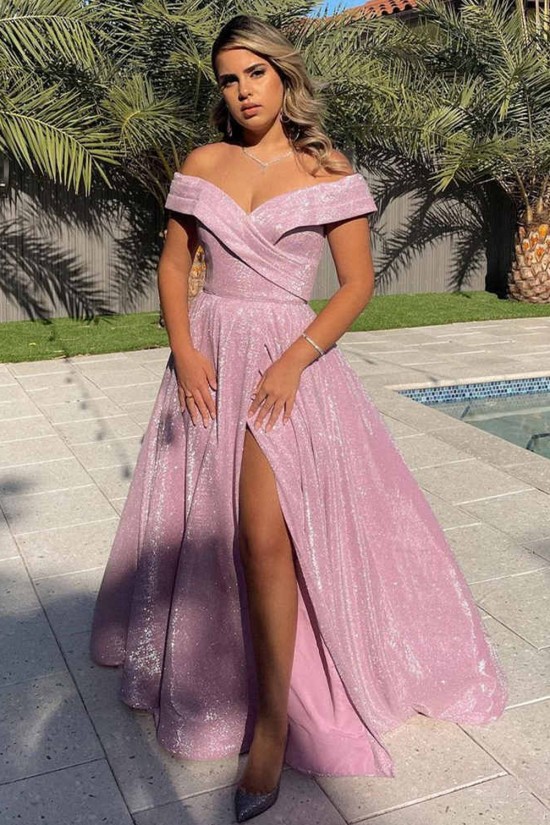 A-Line Off the Shoulder Sparkle Prom Dress Formal Evening Gowns 901408 A-Line Off the Shoulder Sparkle Prom Dress Formal Evening Gowns 901408