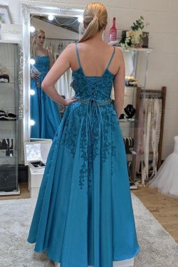A-Line Spaghetti Straps Lace Prom Dress Formal Evening Gowns 901435