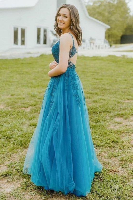 A-Line Lace Long Spaghetti Straps Prom Dress Formal Evening Gowns 901443 A-Line Lace Long Spaghetti Straps Prom Dress Formal Evening Gowns 901443
