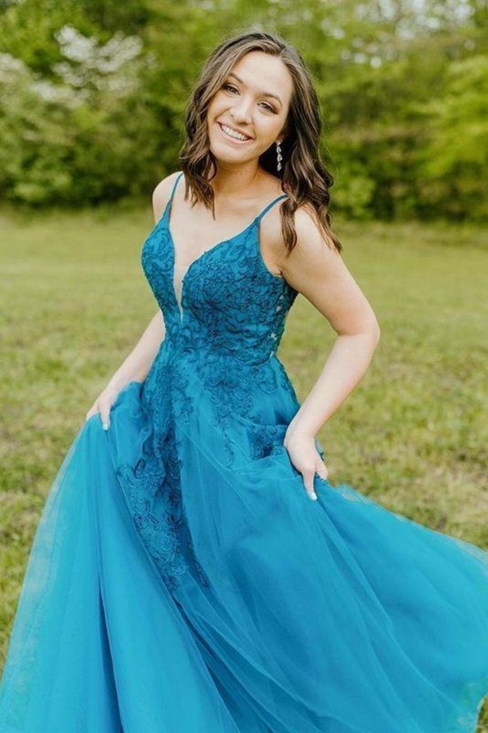 A-Line Lace Long Spaghetti Straps Prom Dress Formal Evening Gowns 901443 A-Line Lace Long Spaghetti Straps Prom Dress Formal Evening Gowns 901443