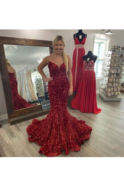 Mermaid Sequin Long Prom Dress Formal Evening Gowns 901454
