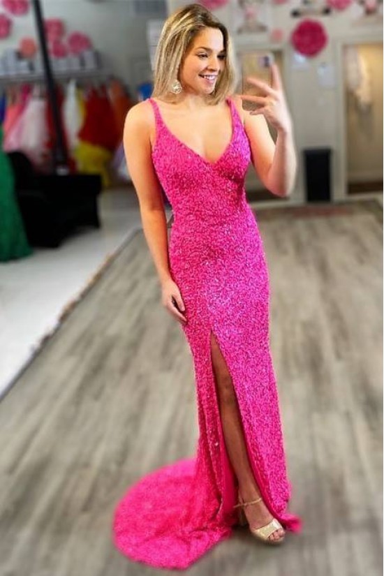 Long Sequin V Neck Prom Dress Formal Evening Gowns 901469 Long Sequin V Neck Prom Dress Formal Evening Gowns 901469