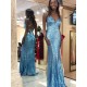Long Blue Sequin Prom Dress Formal Evening Gowns 901475