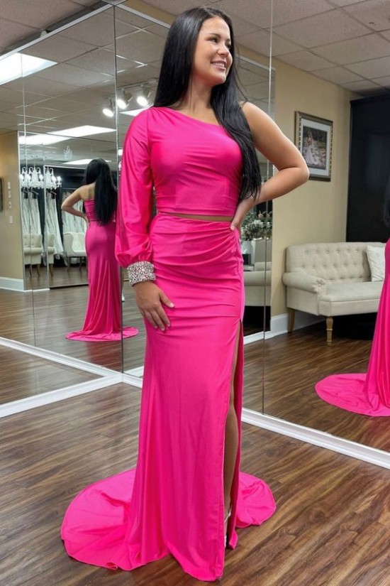 Elegant One Shoulder Two Pieces Prom Dress Formal Evening Gowns 901488 Elegant One Shoulder Two Pieces Prom Dress Formal Evening Gowns 901488