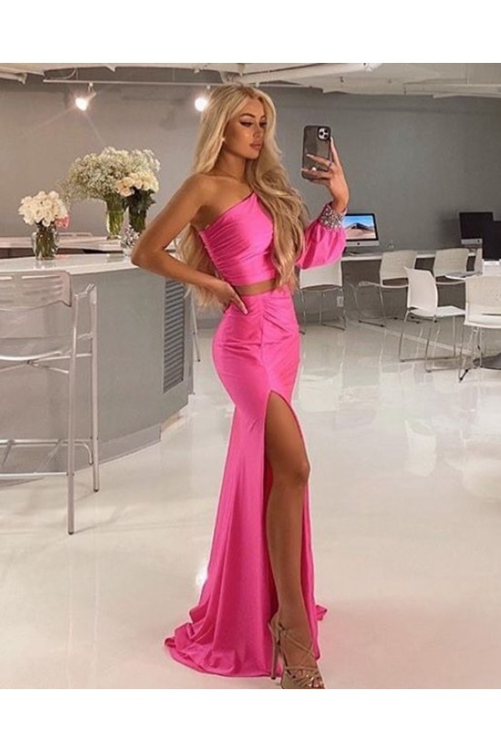 Elegant One Shoulder Two Pieces Prom Dress Formal Evening Gowns 901488 Elegant One Shoulder Two Pieces Prom Dress Formal Evening Gowns 901488