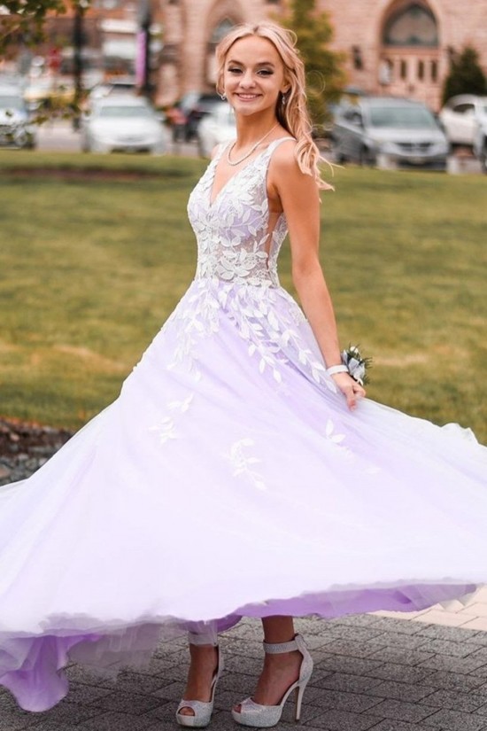 A-Line Lace V Neck Prom Dress Formal Evening Gowns 901494 A-Line Lace V Neck Prom Dress Formal Evening Gowns 901494