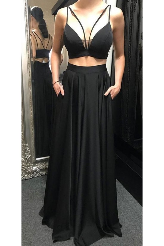 Long Black Two Pieces Prom Dress Formal Evening Gowns 901518 Long Black Two Pieces Prom Dress Formal Evening Gowns 901518