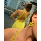 Long Yellow Chiffon Beaded Prom Dress Formal Evening Gowns 901520