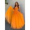 A-Line Tulle and Lace Prom Dresses Formal Evening Gowns 901536