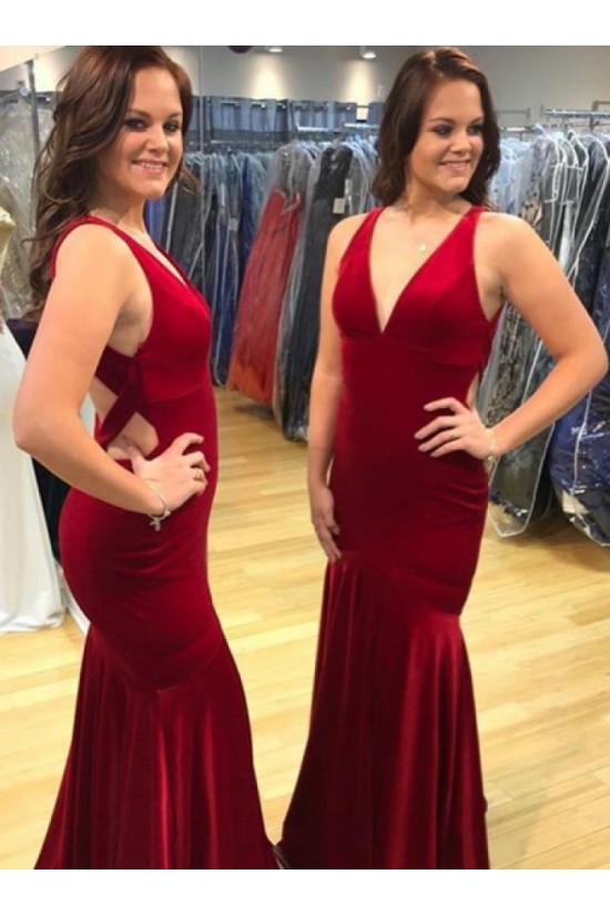 Long Red Mermaid V Neck Prom Dresses Formal Evening Gowns 901572 Long Red Mermaid V Neck Prom Dresses Formal Evening Gowns 901572