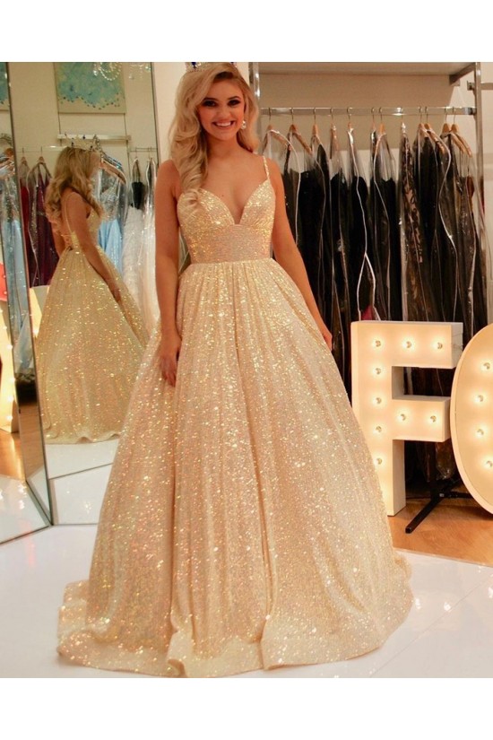 Gorgeous Gold satin Appliques Ball Gown,A Line Formal Prom Dress cc2791 main image 0
