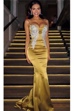 Mermaid Spaghetti Straps Lace Prom Dresses Formal Evening Gowns 901598