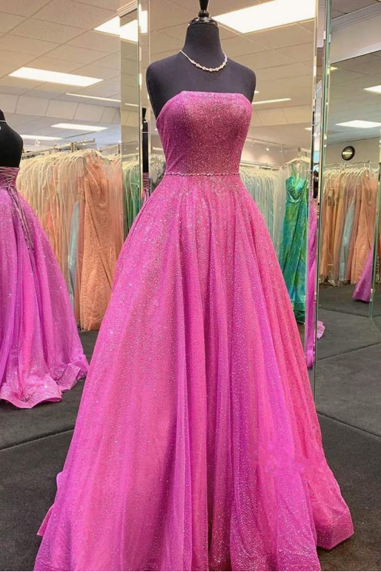 A-Line Strapless Sparkle Prom Dresses Formal Evening Gowns 901604 A-Line Strapless Sparkle Prom Dresses Formal Evening Gowns 901604