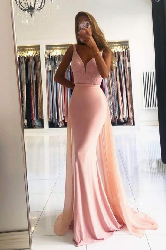 Long Pink Beaded Mermaid Prom Dresses Formal Evening Gowns 901612 Long Pink Beaded Mermaid Prom Dresses Formal Evening Gowns 901612