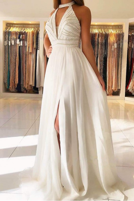 A-Line Beaded Long Prom Dresses Formal Evening Gowns 901614 A-Line Beaded Long Prom Dresses Formal Evening Gowns 901614