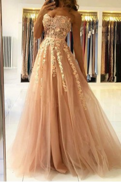 A-Line Sweetheart Lace Prom Dresses Formal Evening Gowns 901617