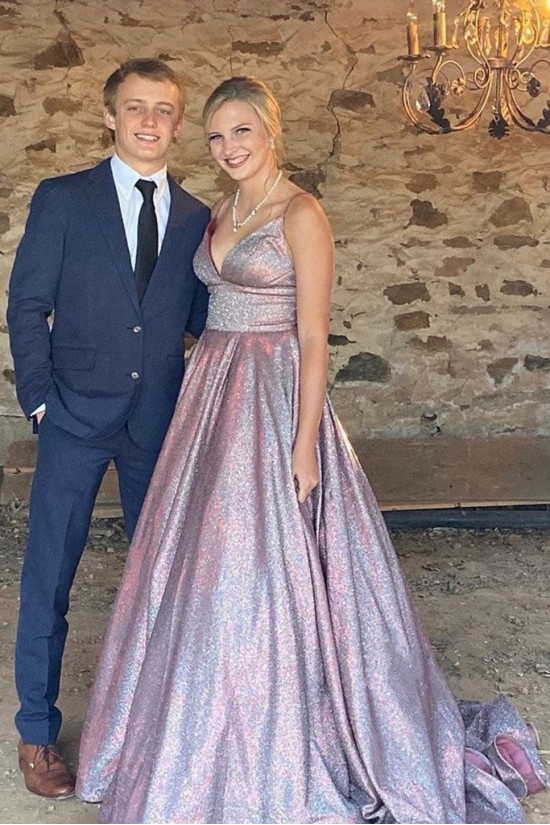 A-Line Sparkle Prom Dresses Formal Evening Gowns 901620