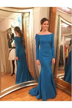 Mermaid Long Sleeves Prom Dresses Formal Evening Gowns 901629
