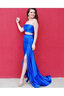 Long Royal Blue Two Pieces Prom Dresses Formal Evening Gowns 901643