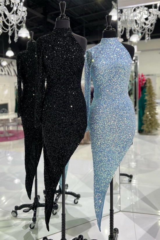 Blue Sparkle Sequin One Shoulder Prom Dresses Formal Evening Gowns 901656 Blue Sparkle Sequin One Shoulder Prom Dresses Formal Evening Gowns 901656