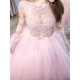 Long Pink Lace and Tulle Prom Dresses Formal Evening Gowns 901666