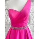 Long Fuchsia Beaded One Shoulder Prom Dresses Formal Evening Gowns 901674