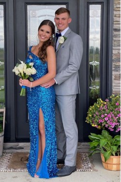 Long Red Sparkle Sequin Prom Dresses Formal Evening Gowns 901686