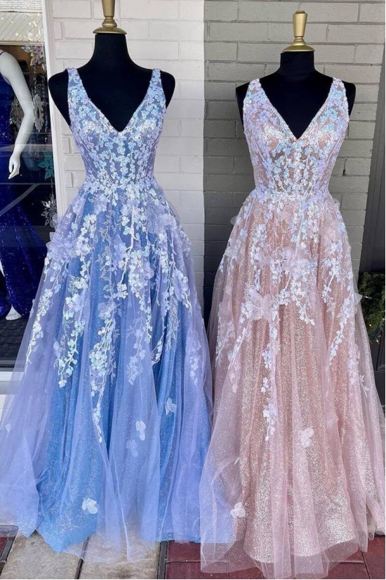 A-Line Lace V Neck Prom Dresses Formal Evening Gowns 901713 A-Line Lace V Neck Prom Dresses Formal Evening Gowns 901713