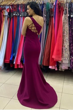 Long Mermaid One Shoulder Prom Dresses Formal Evening Gowns 901726