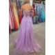 Long Lilac Lace and Tulle Prom Dresses Formal Evening Gowns 901731