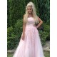 A-Line Long Pink Strapless Lace and Tulle Prom Dresses Formal Evening Gowns 901747 A-Line Long Pink Strapless Lace and Tulle Prom Dresses Formal Evening Gowns 901747