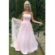 A-Line Long Pink Strapless Lace and Tulle Prom Dresses Formal Evening Gowns 901747 A-Line Long Pink Strapless Lace and Tulle Prom Dresses Formal Evening Gowns 901747