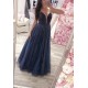 Long Navy Blue Tulle Sparkle Prom Dresses Formal Evening Gowns 901748 Long Navy Blue Tulle Sparkle Prom Dresses Formal Evening Gowns 901748