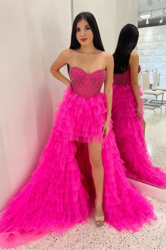 High Low Sweetheart Sparkle Tulle Fuchsia Prom Dresses Formal Evening Gowns 901757 High Low Sweetheart Sparkle Tulle Fuchsia Prom Dresses Formal Evening Gowns 901757