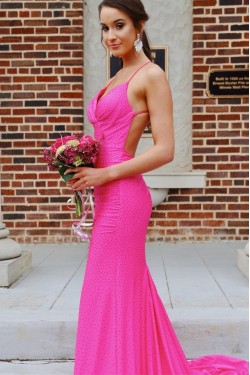 Mermaid Long Fuchsia Prom Dresses Formal Evening Gowns 901758