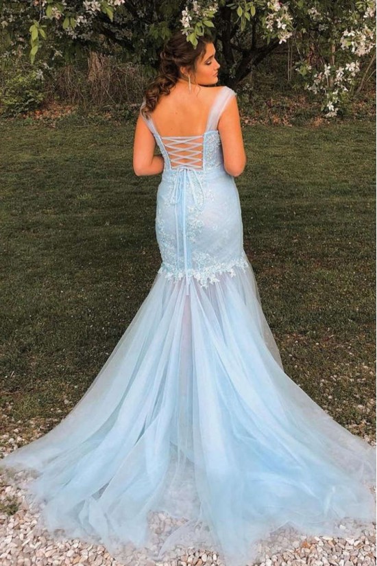 Long Blue Mermaid Lace and Tulle Prom Dresses Formal Evening Gowns 901779 Long Blue Mermaid Lace and Tulle Prom Dresses Formal Evening Gowns 901779
