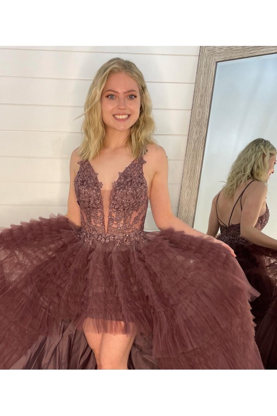 High Low Lace and Tulle Prom Dresses Formal Evening Gowns 901802 High Low Lace and Tulle Prom Dresses Formal Evening Gowns 901802