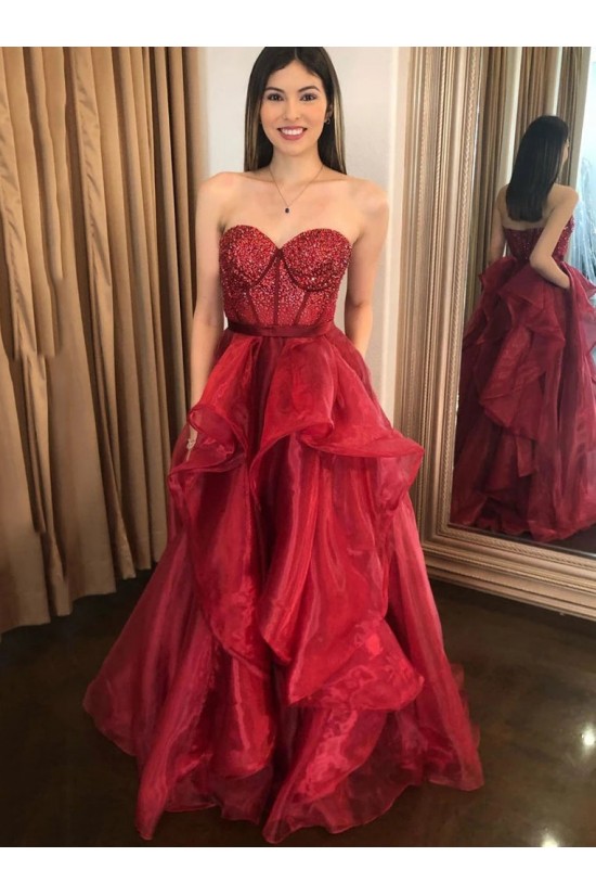 A-Line Long Burgundy Sweetheart Prom Dresses Formal Evening Gowns 901804 A-Line Long Burgundy Sweetheart Prom Dresses Formal Evening Gowns 901804
