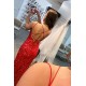 Simple Stunning Long Red Sequins Prom Dresses Formal Evening Gowns 901812