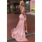 Long Pink Mermaid Long Sleeves Lace Prom Dresses Formal Evening Gowns 901815