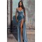 Long Mermaid Off Shoulder Prom Dresses with Side Slit Formal Evening Gowns 901842