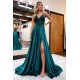 Long Blue V Neck Lace Prom Dresses Formal Evening Gowns 901844